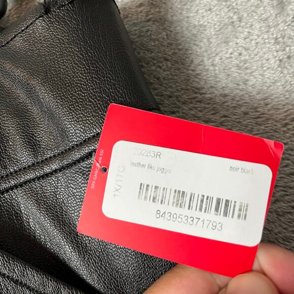 SPANX Black Leather Like Joggers Size 1X High Rise 20283R Pull On New - Picture 6 of 7